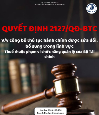 Quyết định 2127/QĐ-BTC